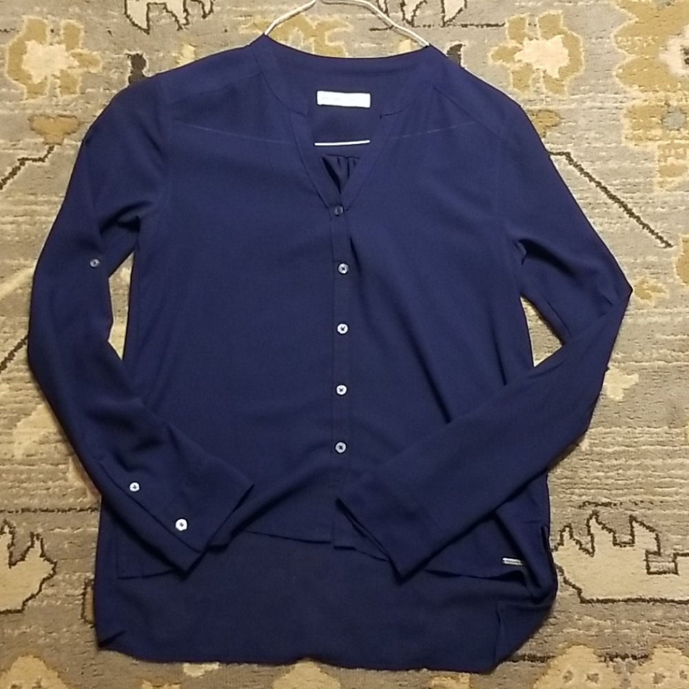 Navy long sleeve button up